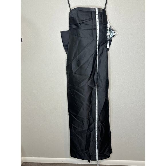 Alfred Sung NWT Black Strapless Draped Bodice Column Dress Oversized Bow 2 - Picture 8 of 9